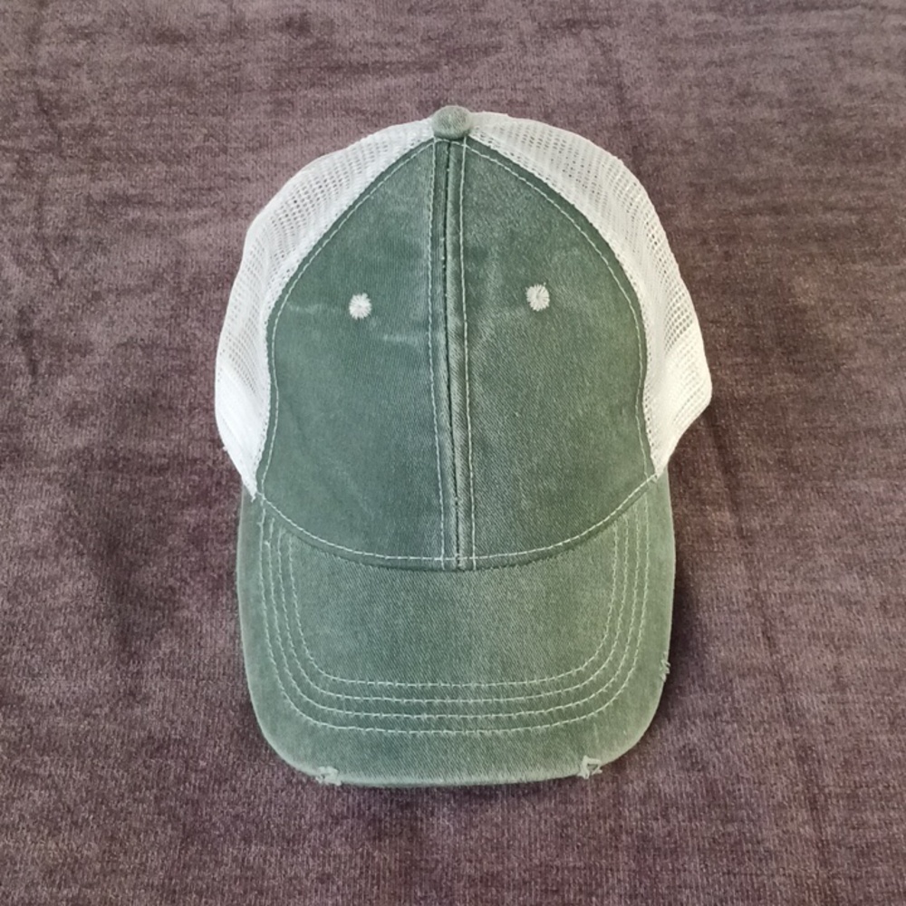Green and White Mesh Baseball Cap